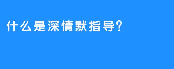 什么是深情默指导？