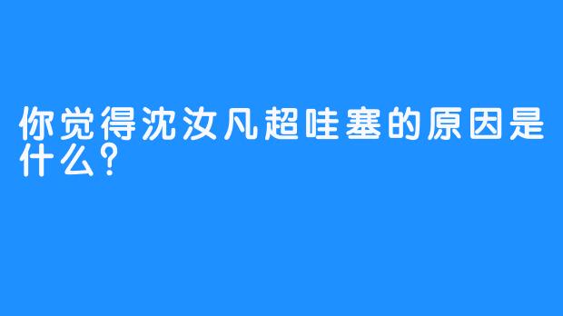 你觉得沈汝凡超哇塞的原因是什么？