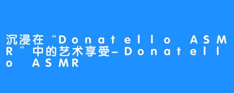 沉浸在“Donatello ASMR”中的艺术享受